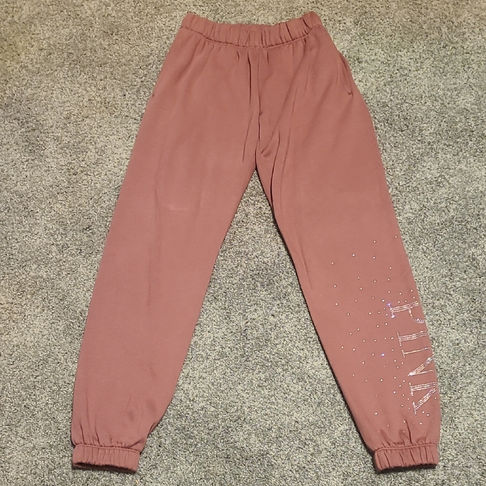 PINK Victoria's Secret Joggers in Dusty Rose With Rhinestones